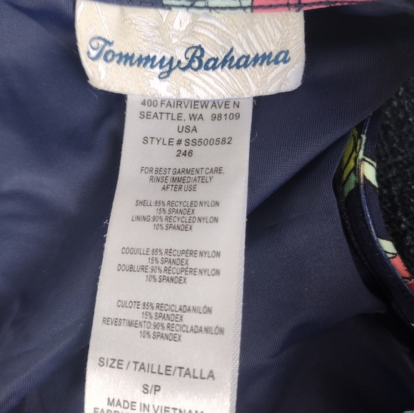 Tommy Bahama Floral Romper Split Neck Side Slits Sleeveless Navy Size Small NWOT - Picture 5 of 8